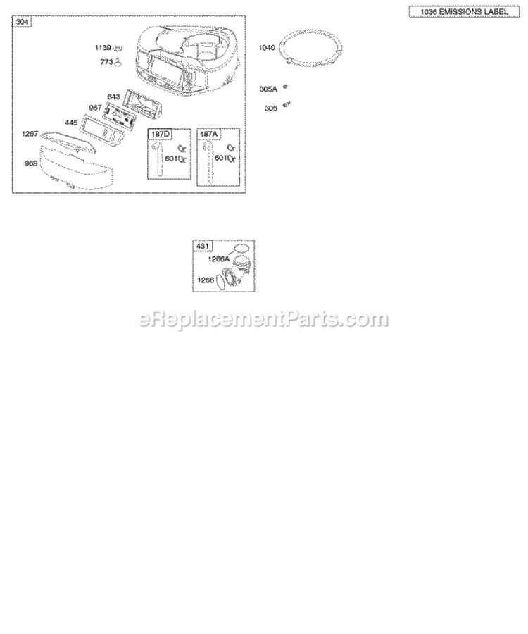 Air Cleaner Blower Housing Diagram and Parts List for 21A707-0260-E1  Briggs and Stratton Engine